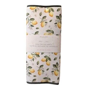 Lemons and Blossoms 2-pk Dish Drying Mats Reversible 15 x 20-in Kitchen Gift NEW